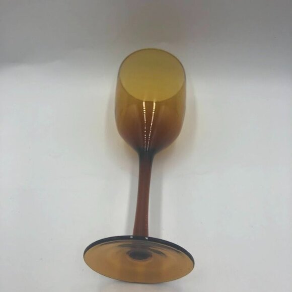 Set of 2 Amber Glass Wine Glasses With Stem Stemware Barware Drinkware - Picture 5 of 13